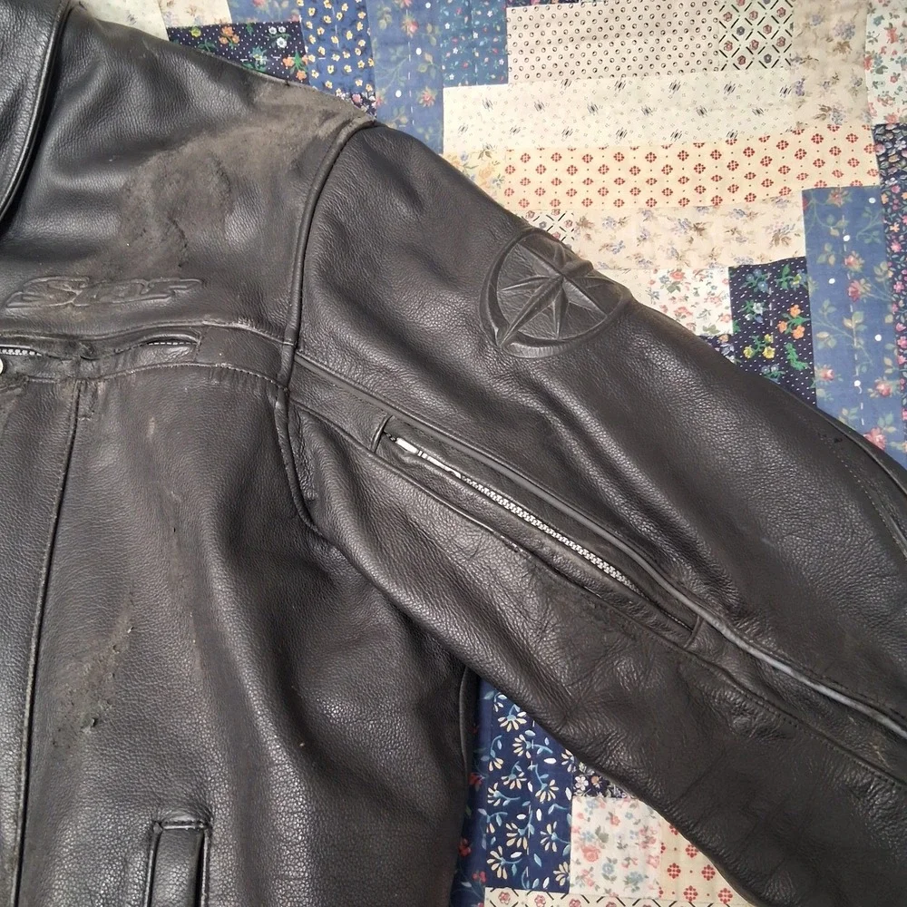 Yamaha Star Motorcycle Leather Riding Jacket Size‎ XL Black Removable Lining